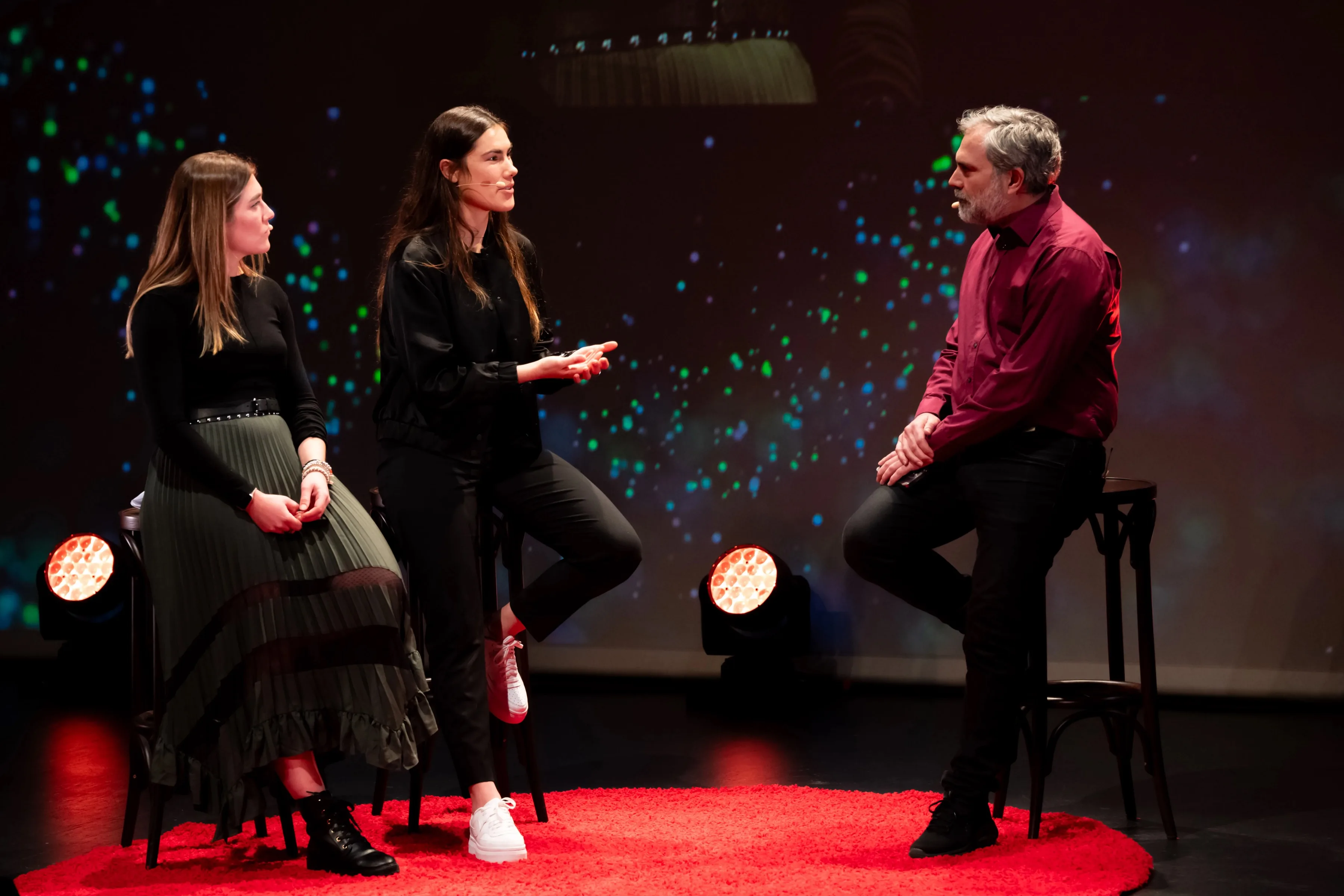 Damien coaching a TEDx speaker backstage